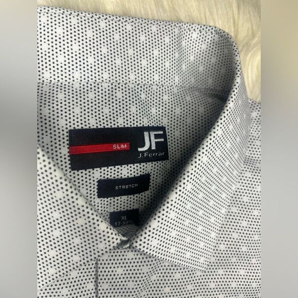 JF J.Ferrar black/white polka dots button down sz XL - Picture 2 of 5